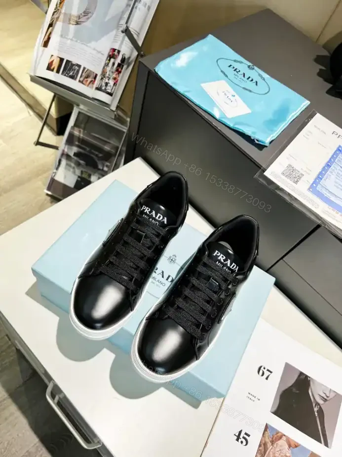 View 3 of PRADA DOWNTOWN BRUSHED LEATHER SNEAKERS – PRD036