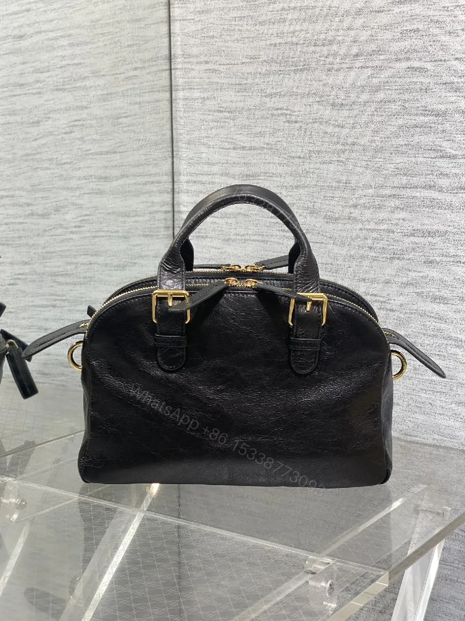 View 3 of Compact Black Leather Satchel: Luxe Everyday Carry