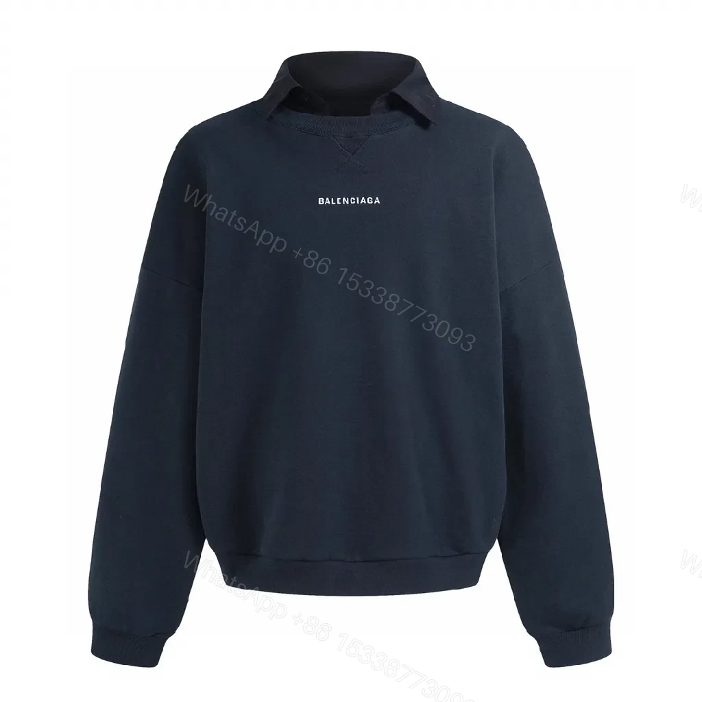 Navy Cotton-Blend Minimalist Hoodie: Subtle Luxury Everyday Wear — view 1