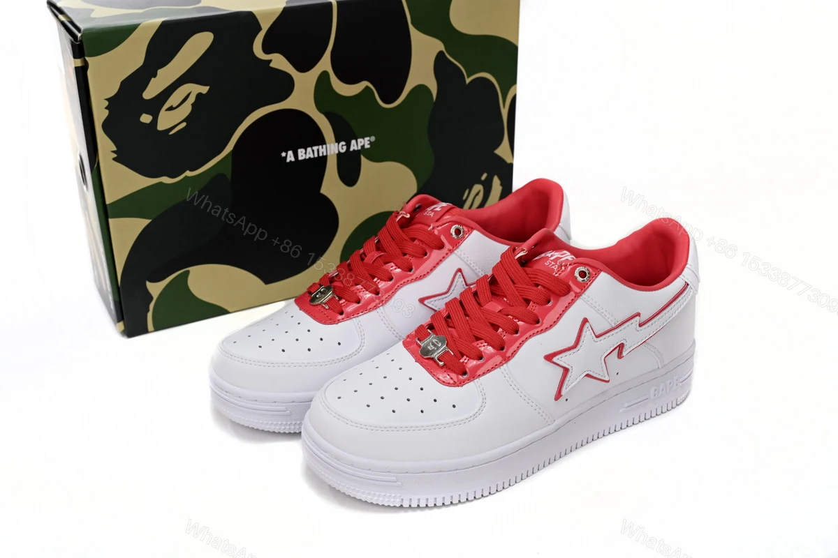 Cheap Fake BapeSta Low White Red Border 1J30-291-017 — view 2