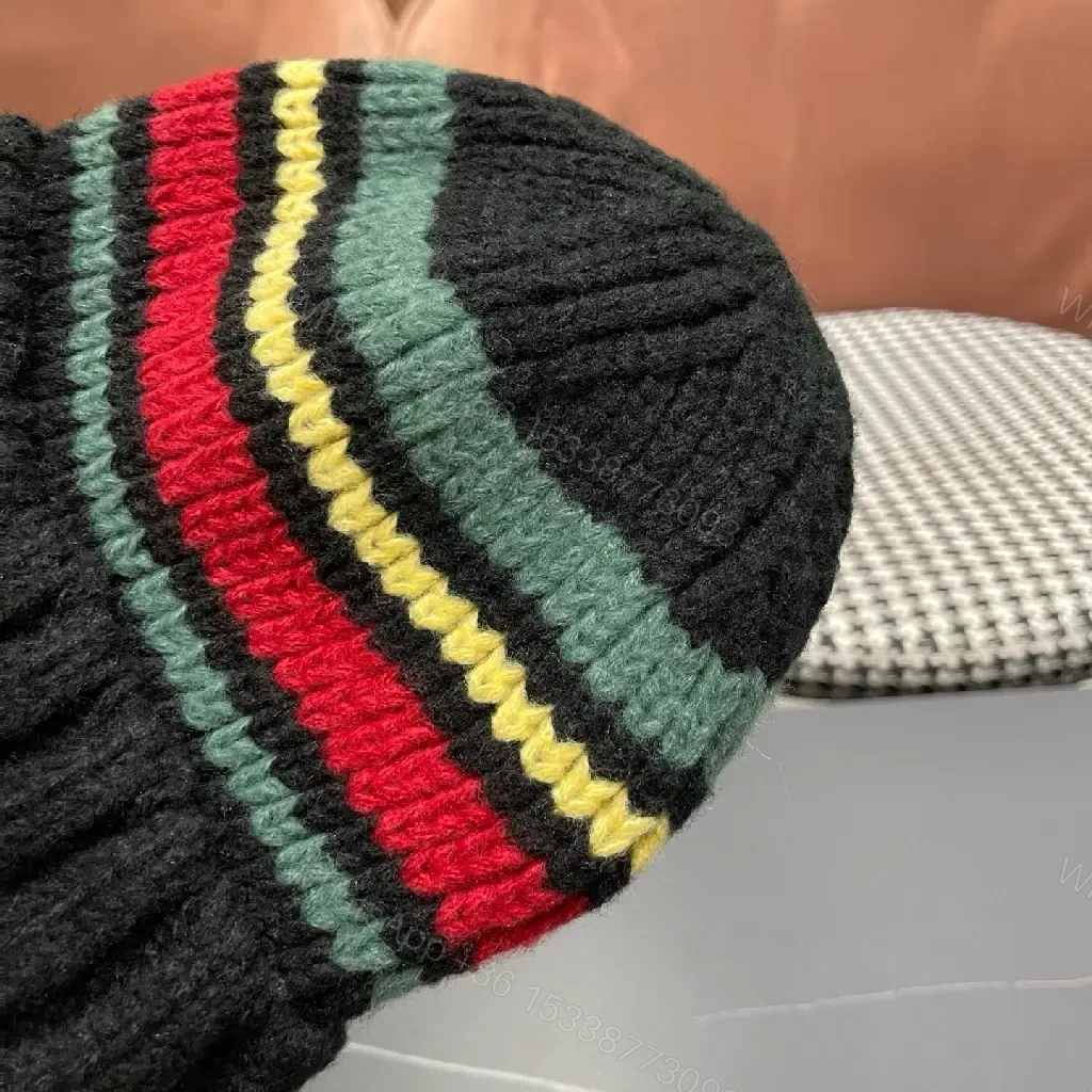 View 6 of Color-block Knit Beanie with Subtle Logo Cap