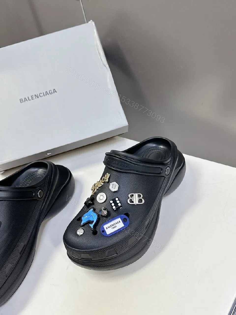 View 3 of Bold Black Slip-Ons: Luxe Embellished Couture Sneaker