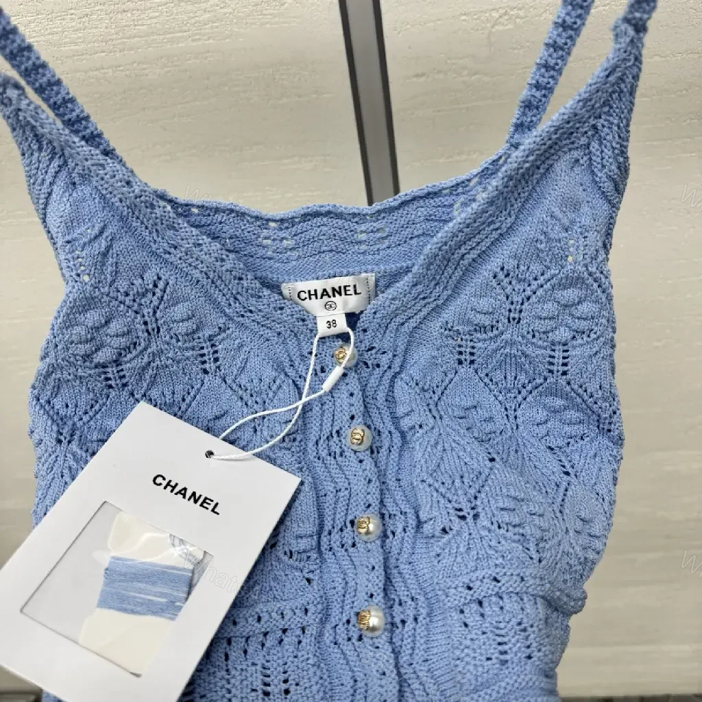 View 11 of Soft Denim-Blue Crochet Tank: Luxe Textured Tank Top