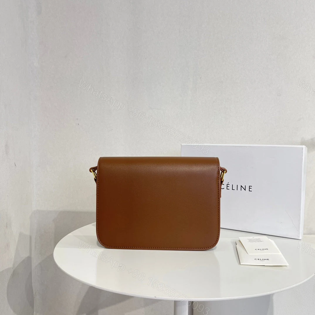 View 2 of CELINE TEEN TRIOMPHE BAG IN SHINY CALFSKIN BROWN 18CM