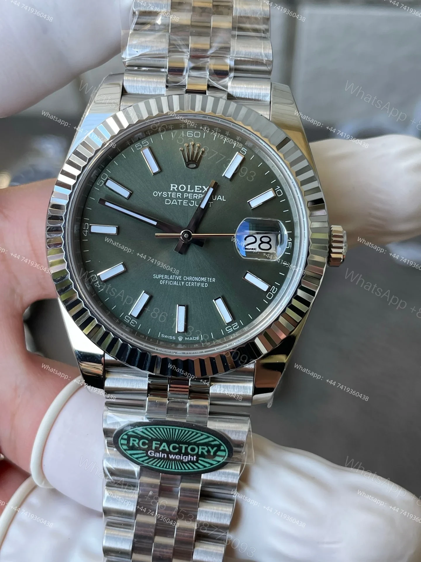 View 4 of Rolex Datejust M126334-0028 1:1 Replica Green Dial Jubilee 41MM 3235 Movement Super Clone Watch