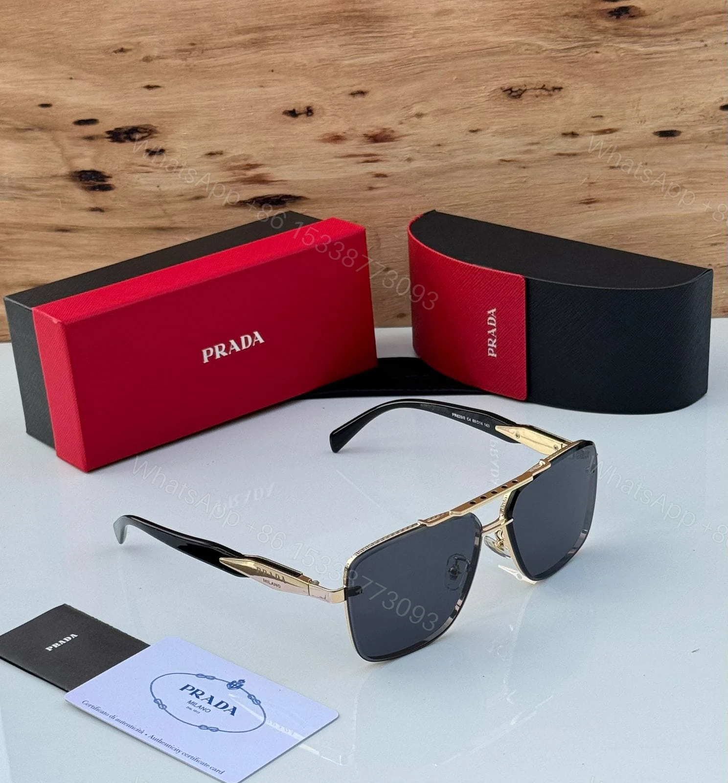View 6 of Prada Square Aviator Black-Gold Gradient Unisex