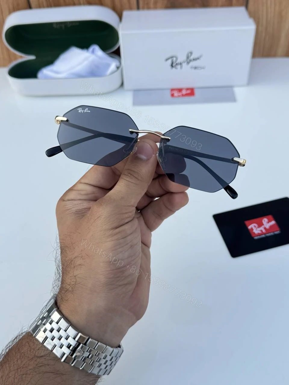 View 3 of First Copy RayBan 3769 Gold Black Premium Sunglasses Luxury Fashion Eyewear