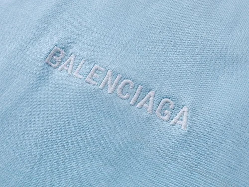 View 9 of Balenciaga Clothes Logo Embroidered Washed Distressed T-shirt Black/Blue