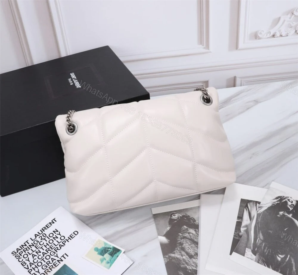 View 4 of Saint Laurent Loulou Small Chain Bag In Matelassé Y White Silver 29Cm 494699DV7269207