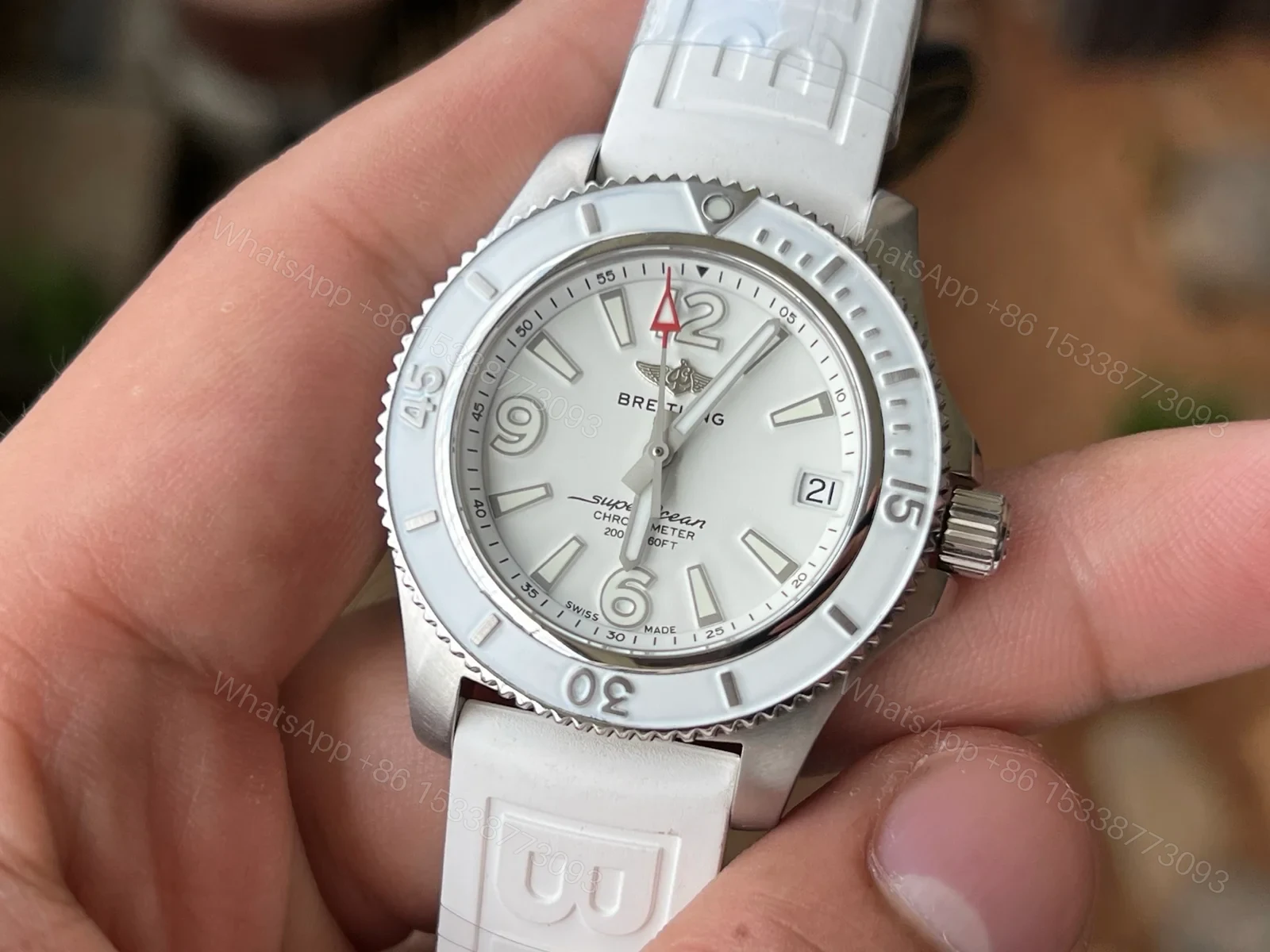 View 2 of Breitling Superocean White Ladies Replica 36MM Premium White Rubber Strap Edition BT-SO-WHT-LDY-WHT-36