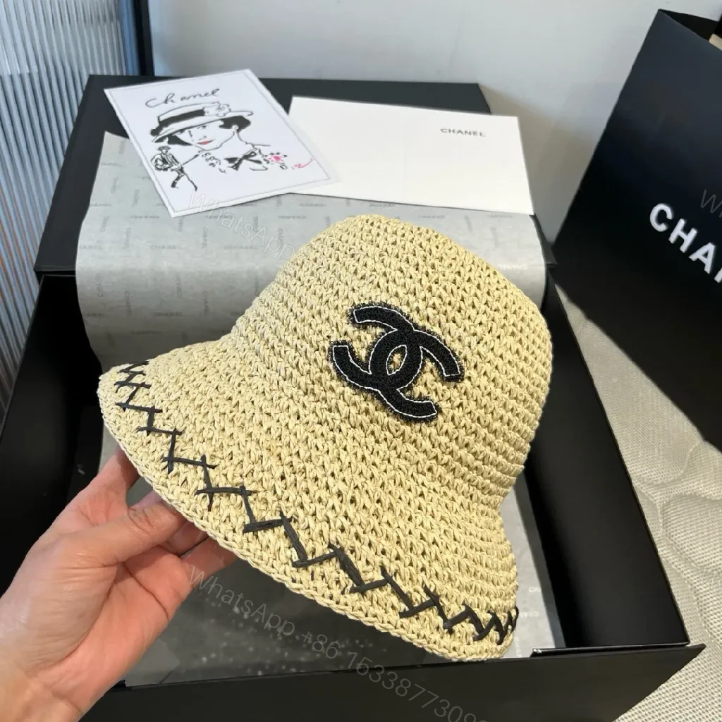 Straw-Woven Hat: Couture Sun-Stapled Chanel-Style Brim — view 1