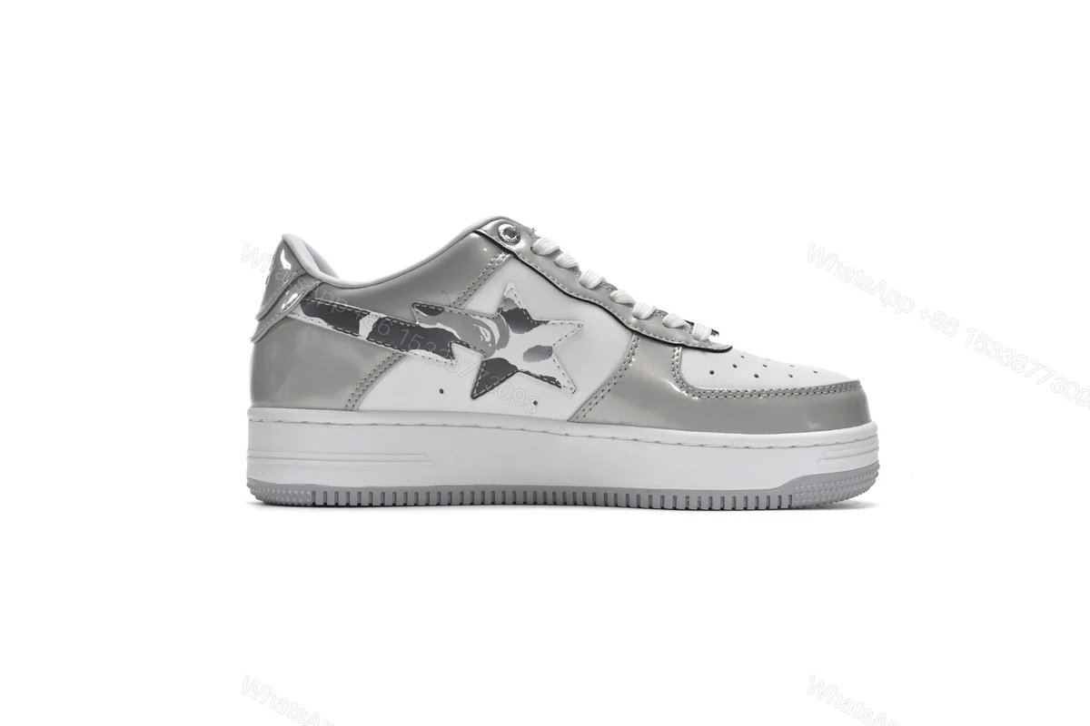 View 2 of Cheap Fake BapeSta Low White Grey Mirror Surface