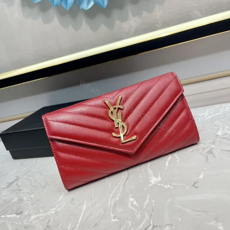 View 5 of Vivid Red Chevron Wallet-Clutch with Gold Hardware