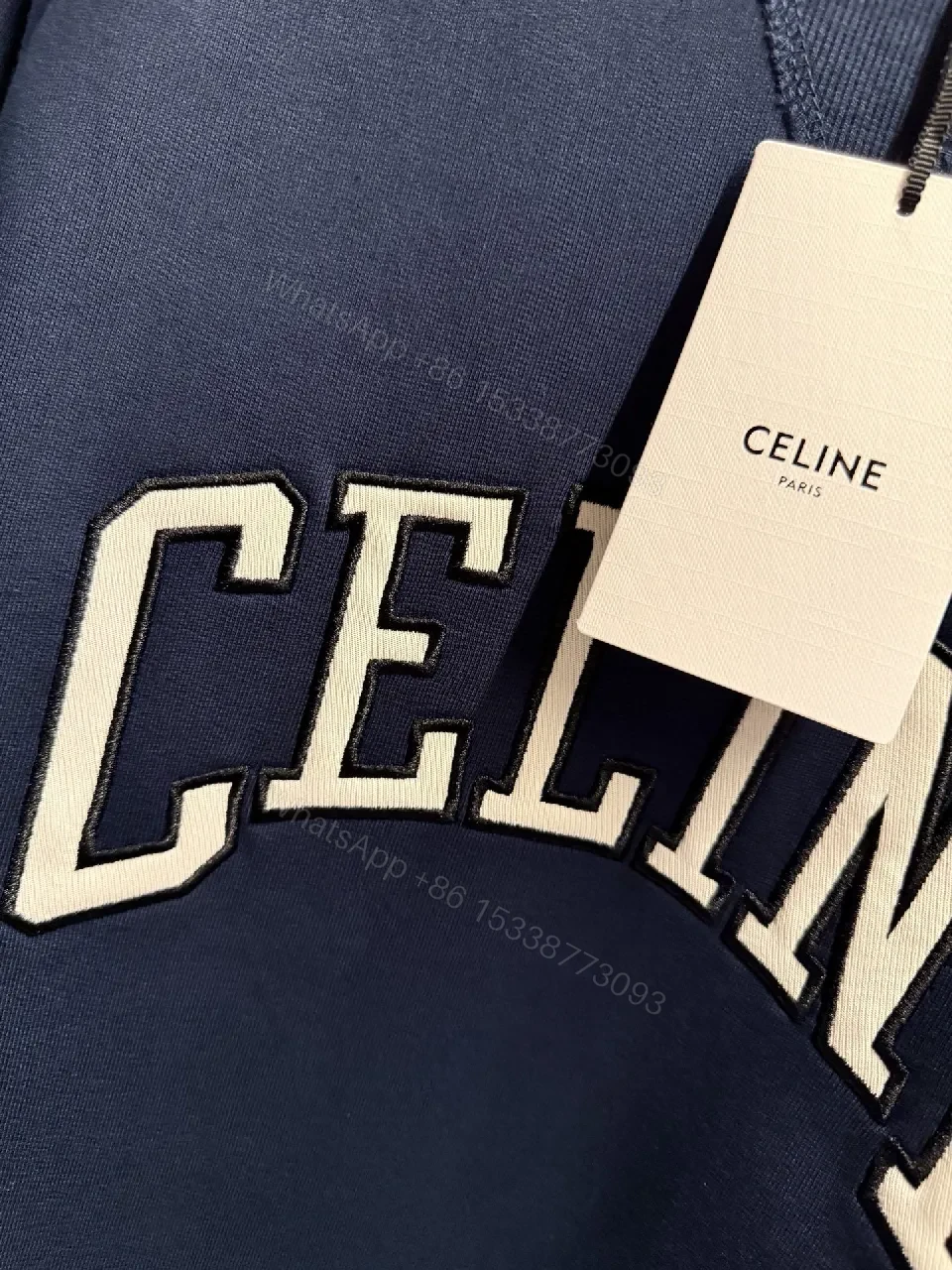 View 8 of Navy Collegiate Logo Sweatshirt with Soft Knit Comfort