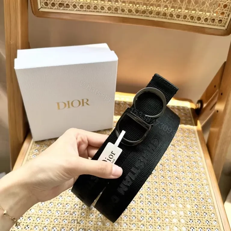 View 6 of Bold Black Dior-Influenced Webbing Belt: Modern Luxe Edge