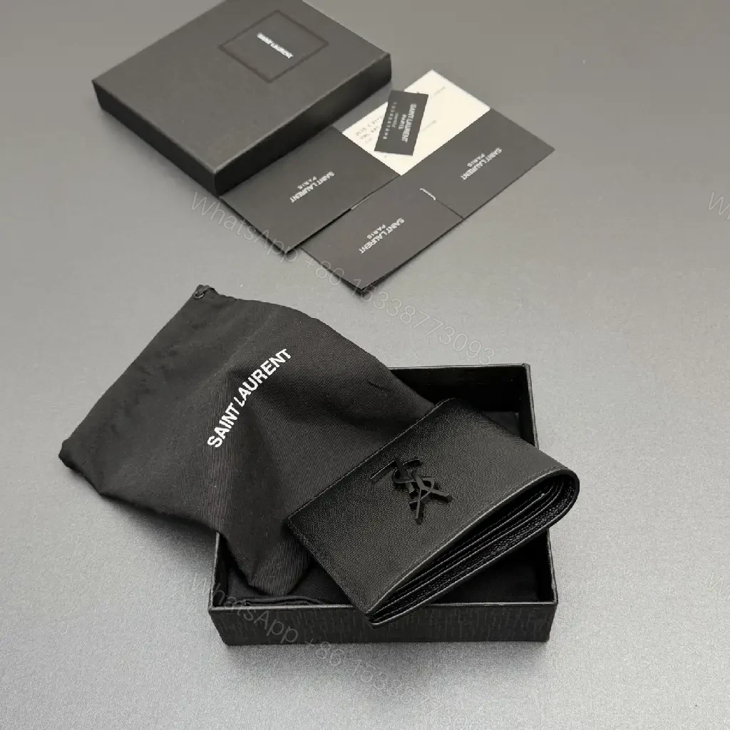 View 2 of Compact Leather Wallet with Signature Hardware - Minimalist Luxury