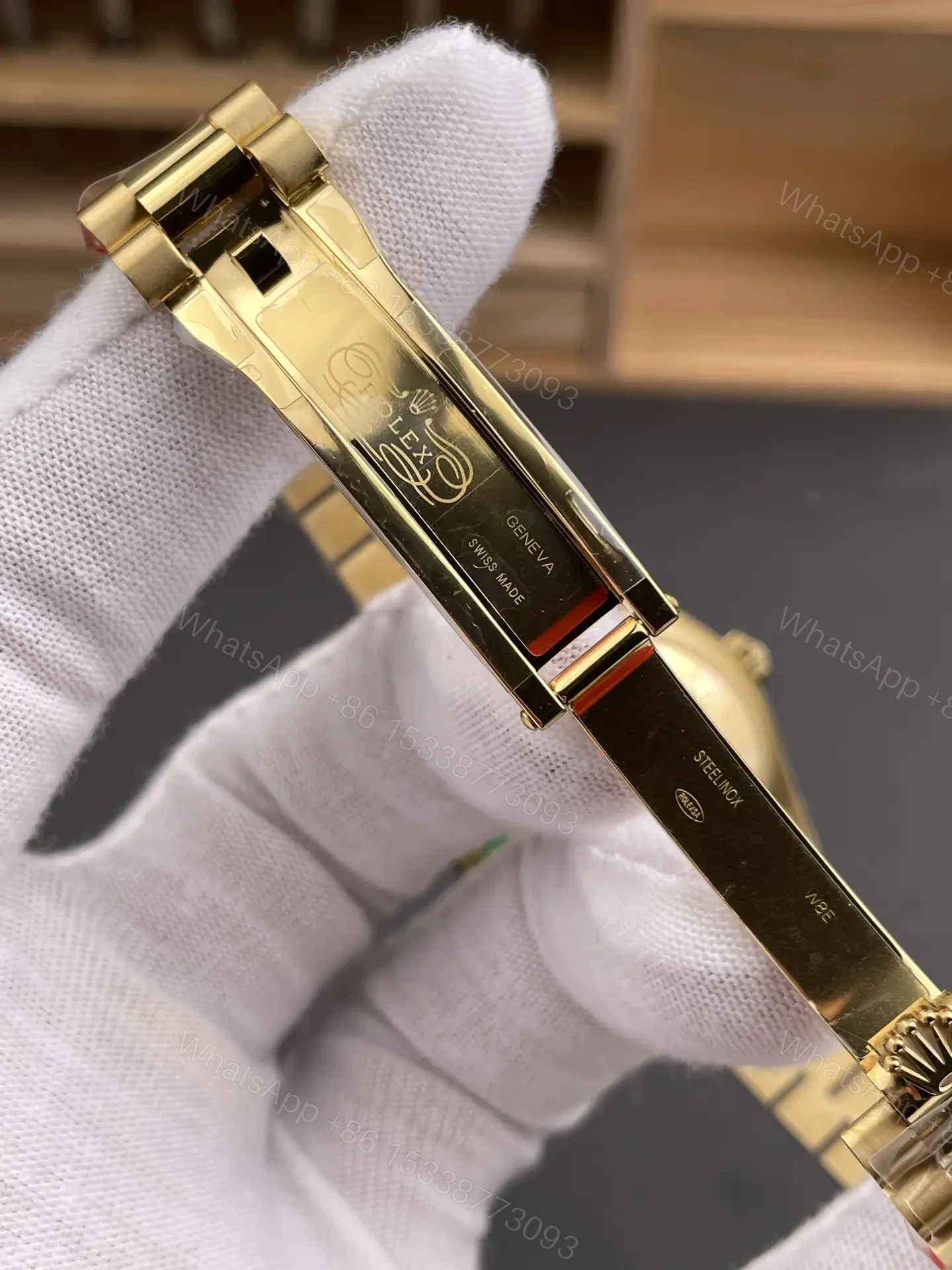 View 8 of Rolex Datejust 31 Yellow Gold Fluted President Champagne Diamond 178278-0018