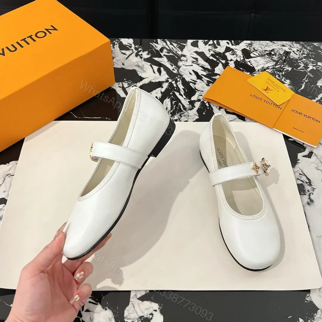 View 6 of LV Women White Leather Mary Jane Loafers