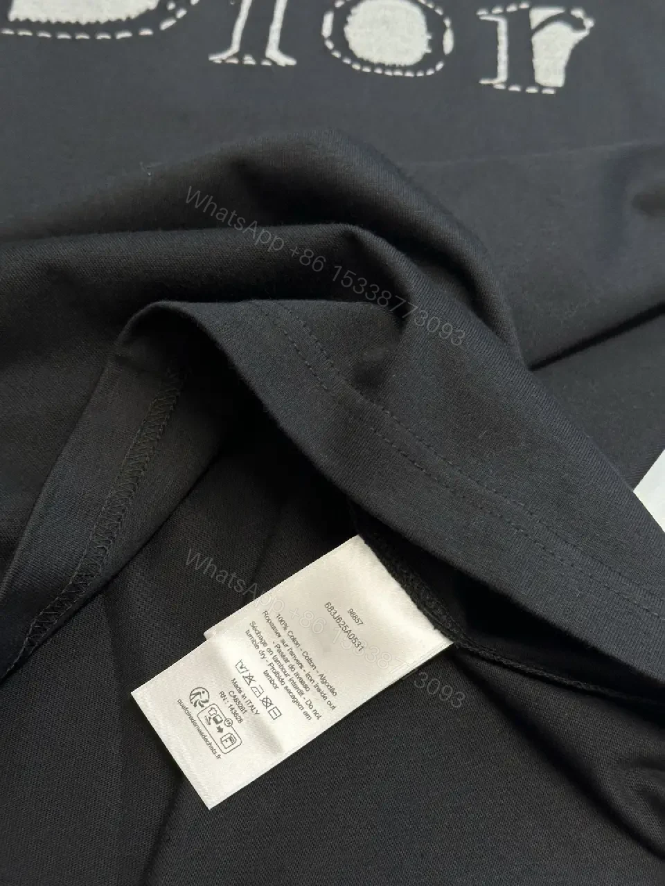 View 6 of Minimalist Black Cotton Tee: Subtle Dior-Inspired Luxury Knit