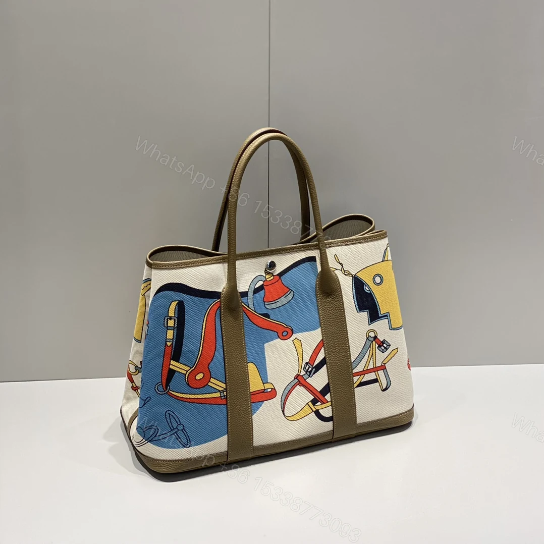 原單Hermes Garden Party帆布拼皮托特包 高端復刻印花款 — view 1