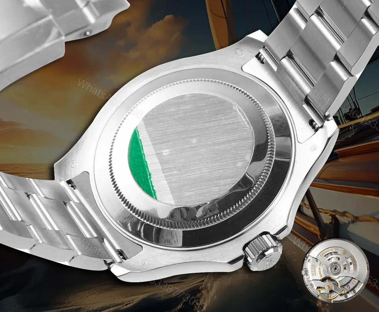 View 8 of Fake Rolex Yacht-Master 37 Rhodium Platinum Bezel 268622-0001