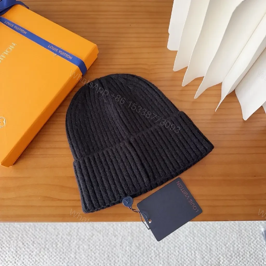 View 4 of Edgy Knit Beanie: Black Rib—Signature LV Stitching, Luxe Warmth