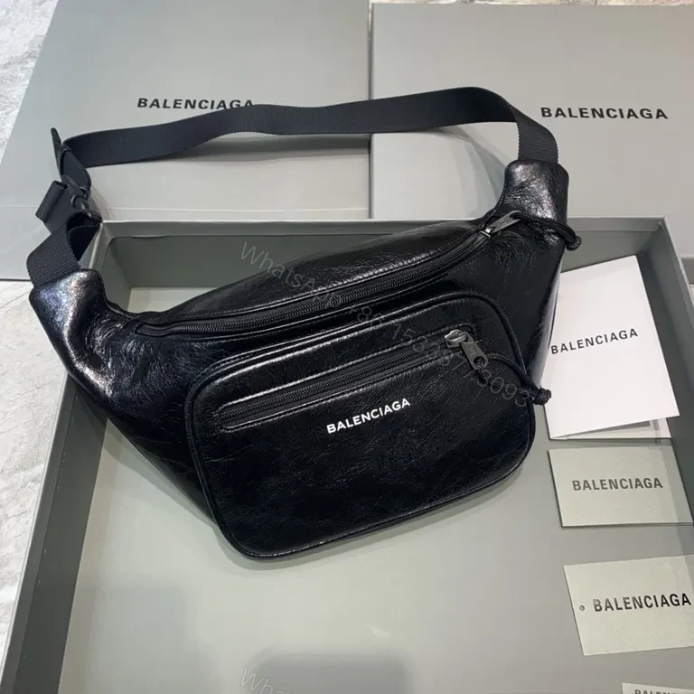 Sleek Black Leather Belt Bag - Ultra-Refined Utility — view 1