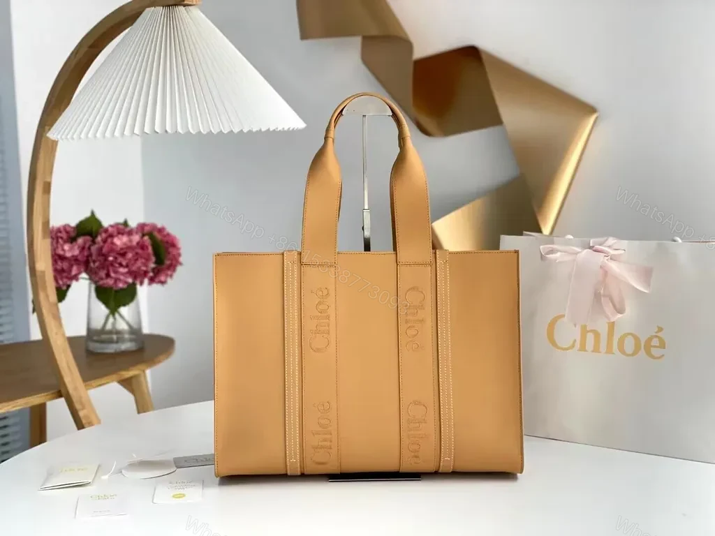 Caramel Calfskin Chloe Tote: Structured Luxury Tote — view 1