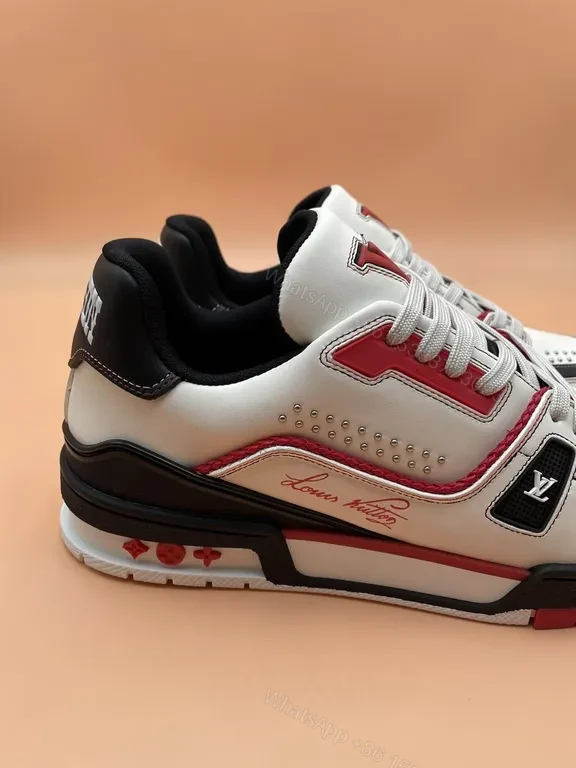 View 7 of White + Leather + Fashion Sneaker + LV Stripe Detail + Sneaker