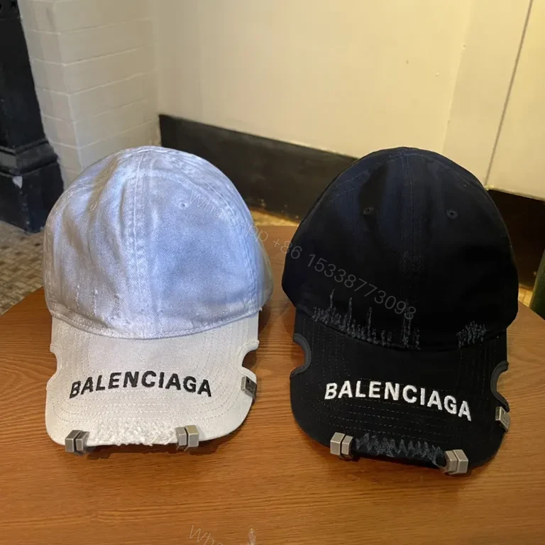 View 5 of Two-Tone Denim-Style Cap with Balenciaga Logo