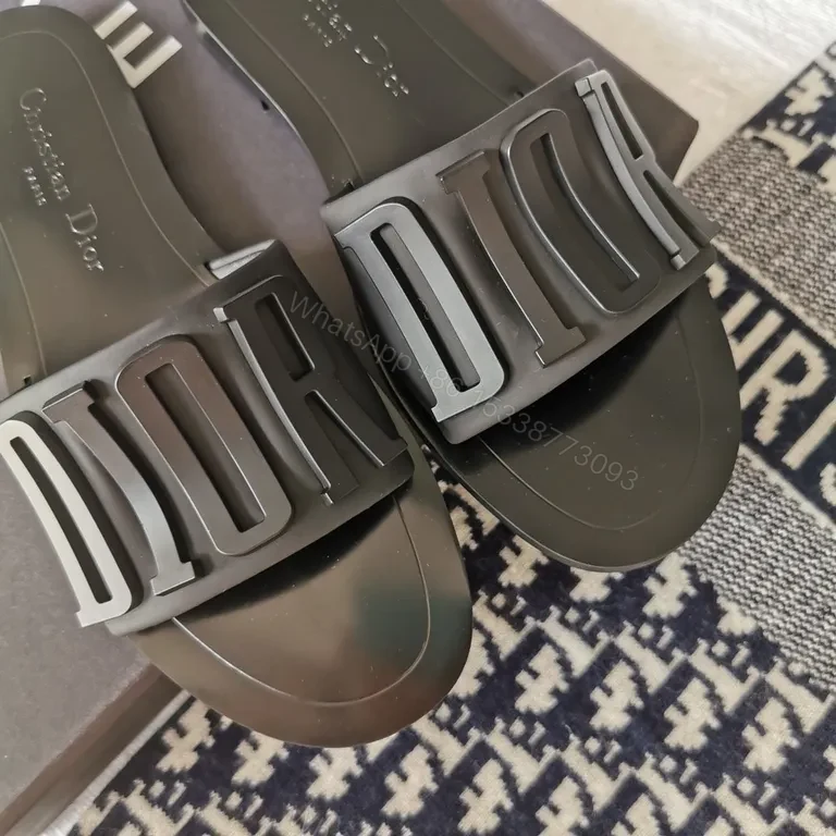 View 3 of DIOR-Inspired Bold Slides: Designer Logo, Comfort Footbed, Water-Resistant