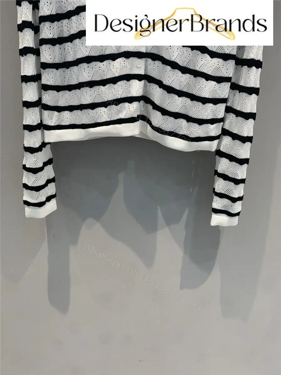 View 3 of Dior Mariniere Twinset Striped Knit Cardigan