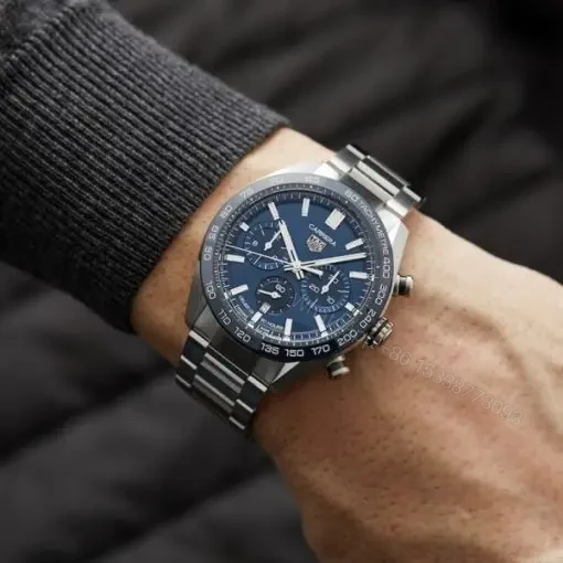View 3 of Replica TAG Heuer Carrera Men Automatic Blue Stainless Steel Watch CBN2A1A.BA0643