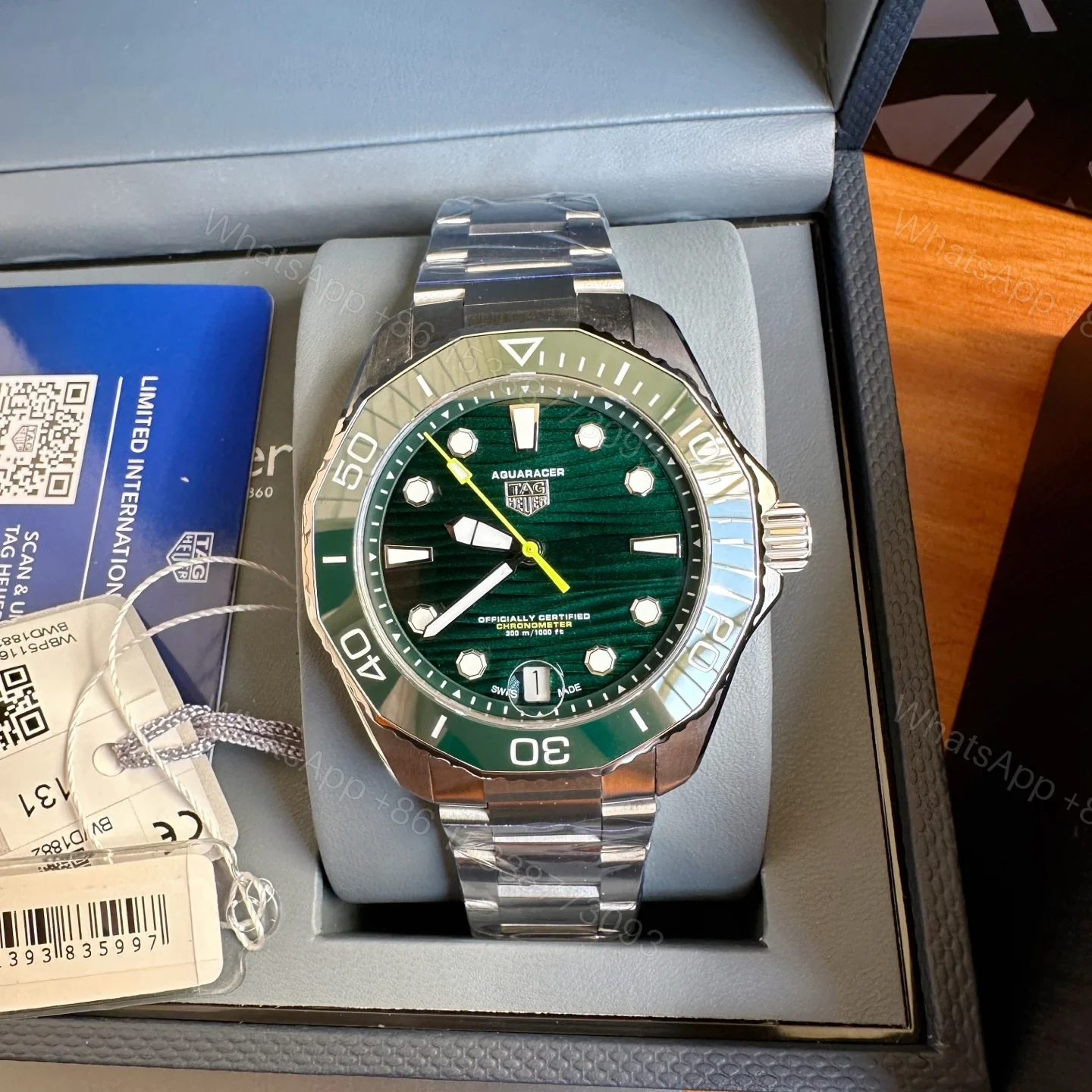 TAG Heuer Aquaracer Automatic Watch 43MM Blue Wave Dial Ceramic Bezel Stainless Steel Bracelet Premium Edition TAG-AQUA-WAVE-BLU-43 — view 1