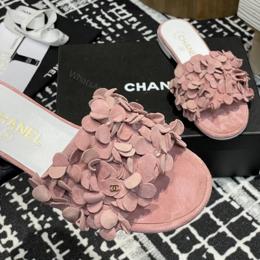 View 7 of 高仿Chanel*25P系列G46231B小羊皮花瓣拖鞋粉色1CM免檢版