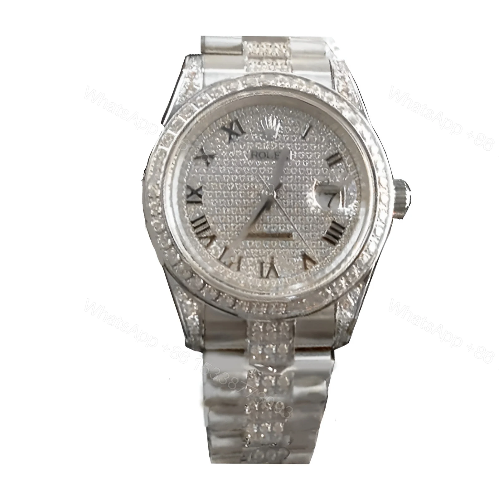 Rolex Datejust 116622 White Gold Diamond Dial Iced Out Replica — view 1
