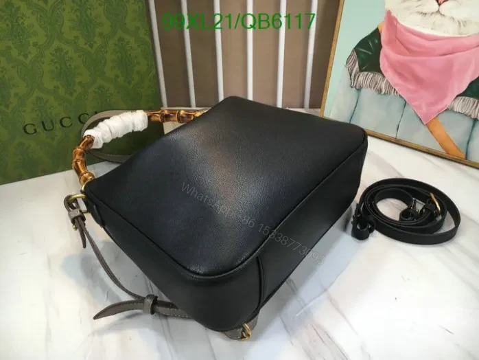 View 3 of Gucci Imitation Diana Medium Black Leather Handbag QB61177 – Designer AAAA Purse