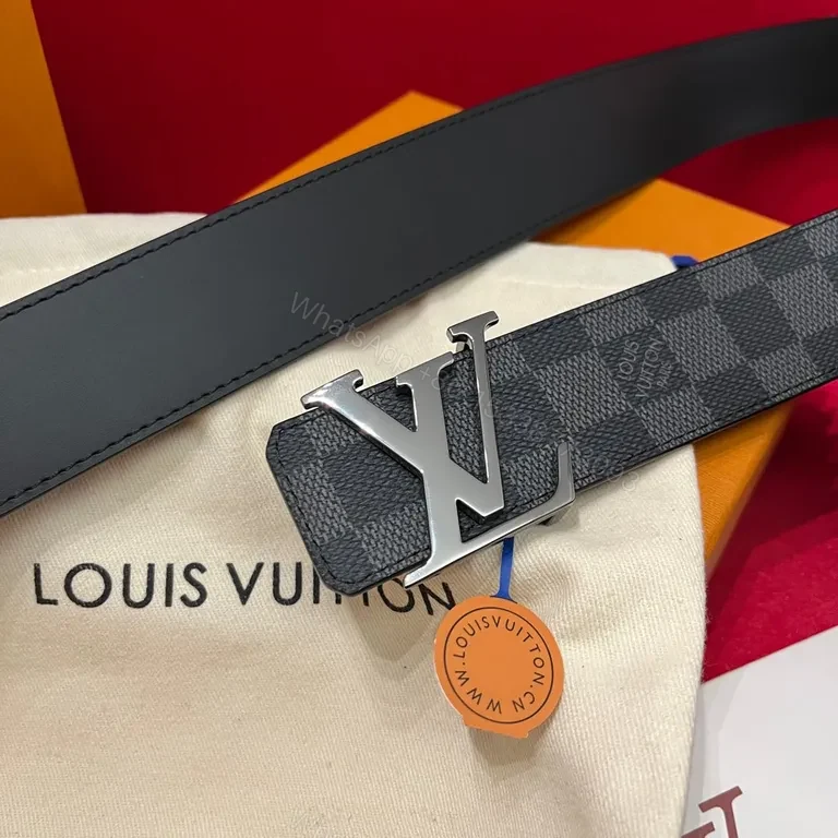 View 4 of Damier Graphene Belt: Luxury Leather, Signature LV Buckle