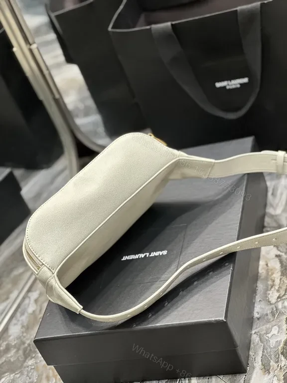 View 3 of Beige Calfskin Belt Bag: Saint Laurent-Inspired Crossbody