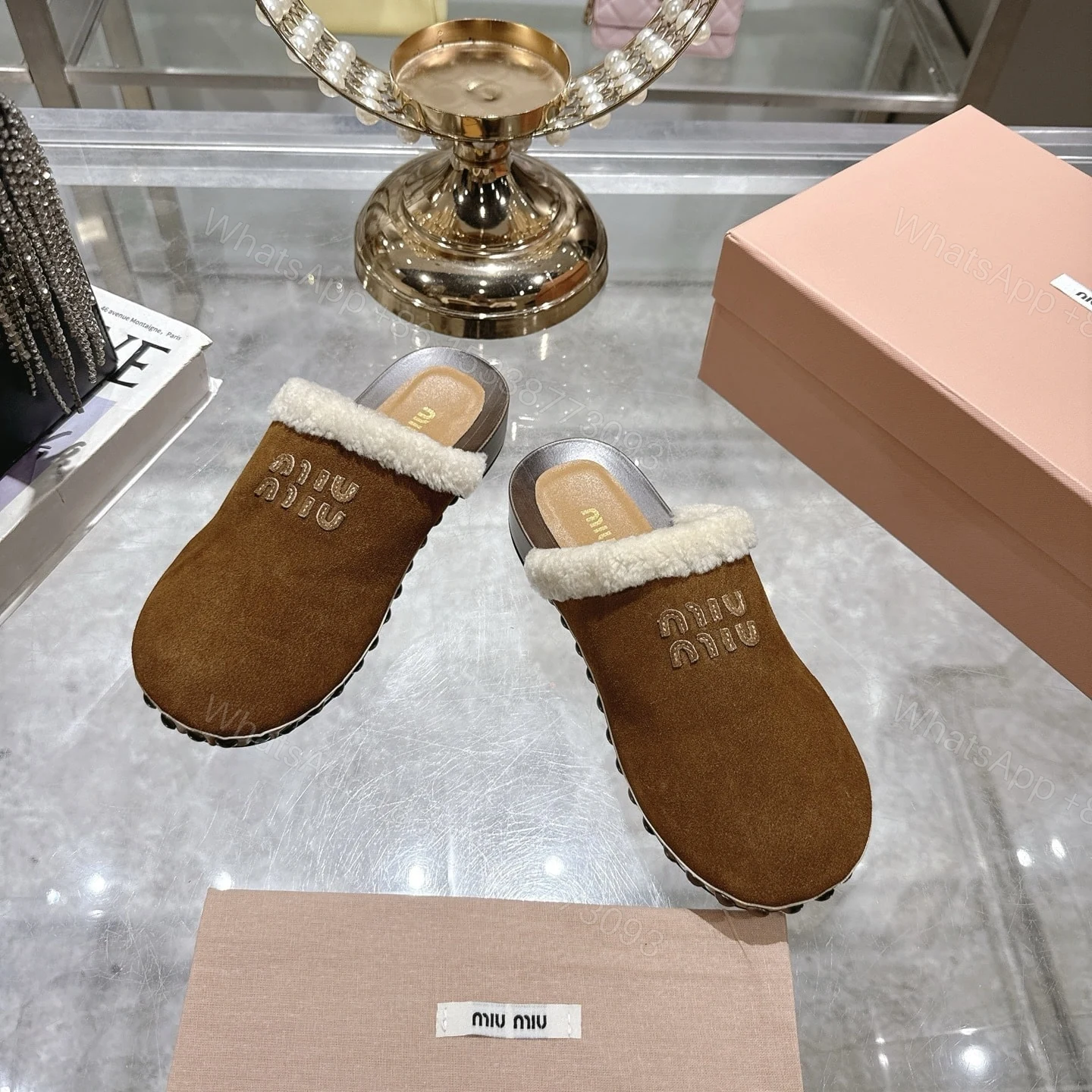 View 3 of MIUMIU SUEDE CLOGS COCOA BROWN 5Z504E Z0G F0324 F ZF30