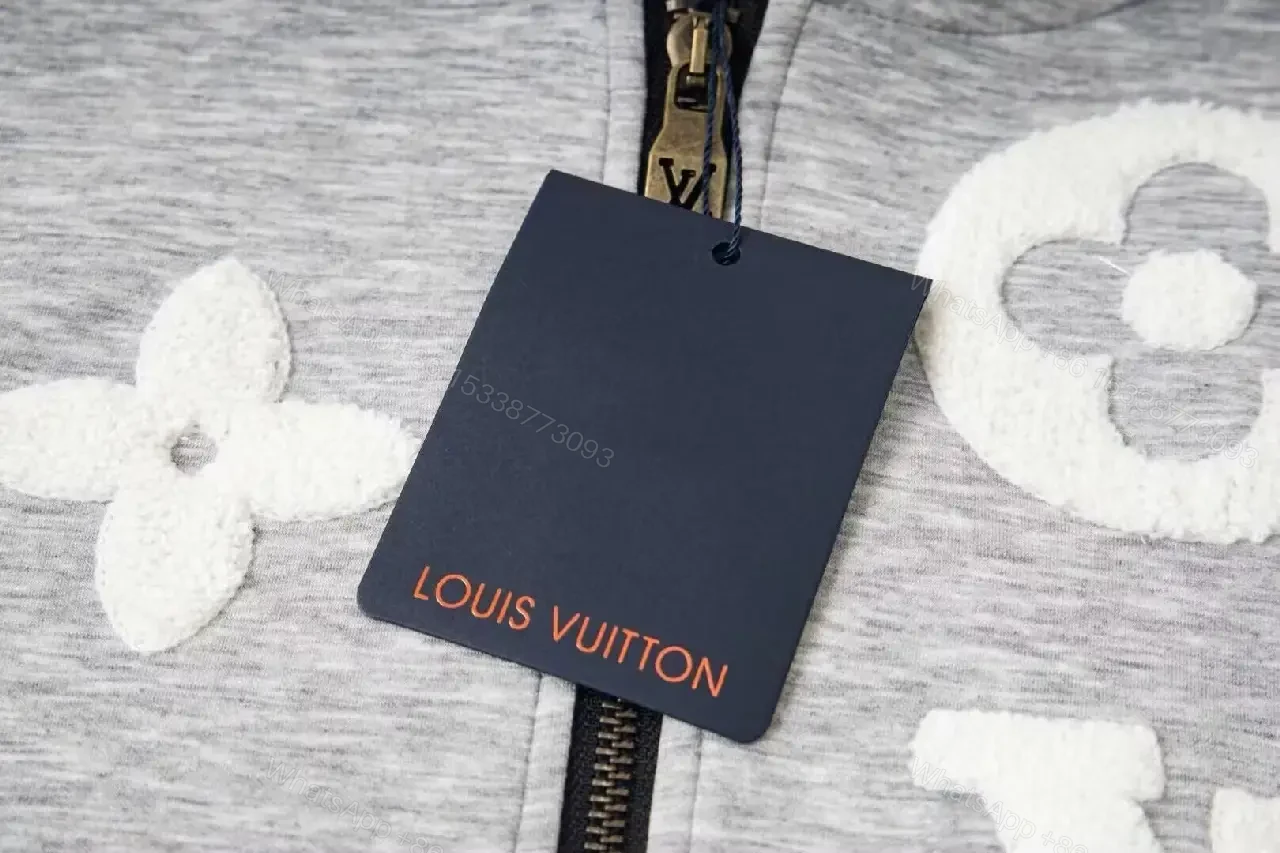View 3 of Charcoal Charcoal Gray Fleece Zip Hoodie: Subtle LV Motifs Comfort