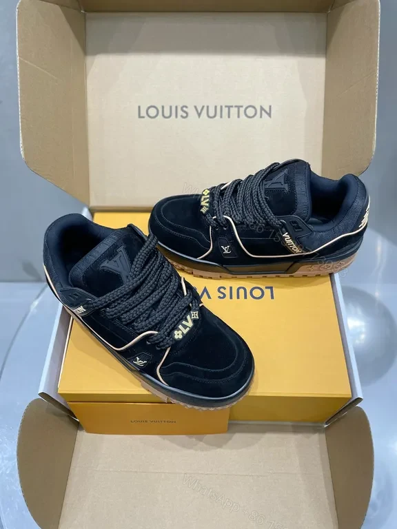 View 5 of Black Leather High-Top Sneakers with LV Accents and All-Day Comfort