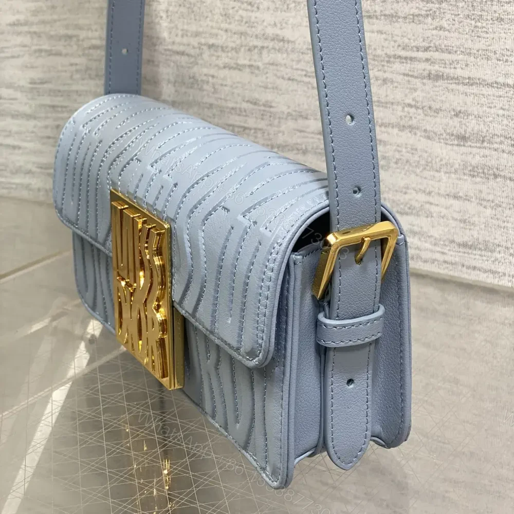 View 5 of 高仿Dior*Miss系列M261M23B衍縫線小牛皮腋下包藍色免檢版