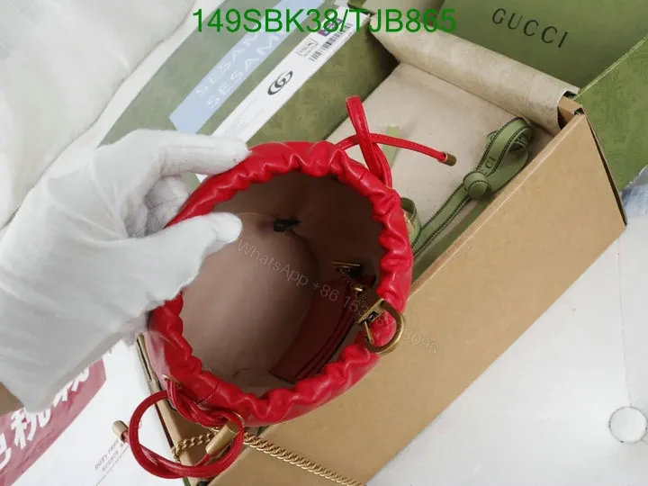 View 28 of Gucci Red Matelassé Leather Mini Bucket Bag 575163