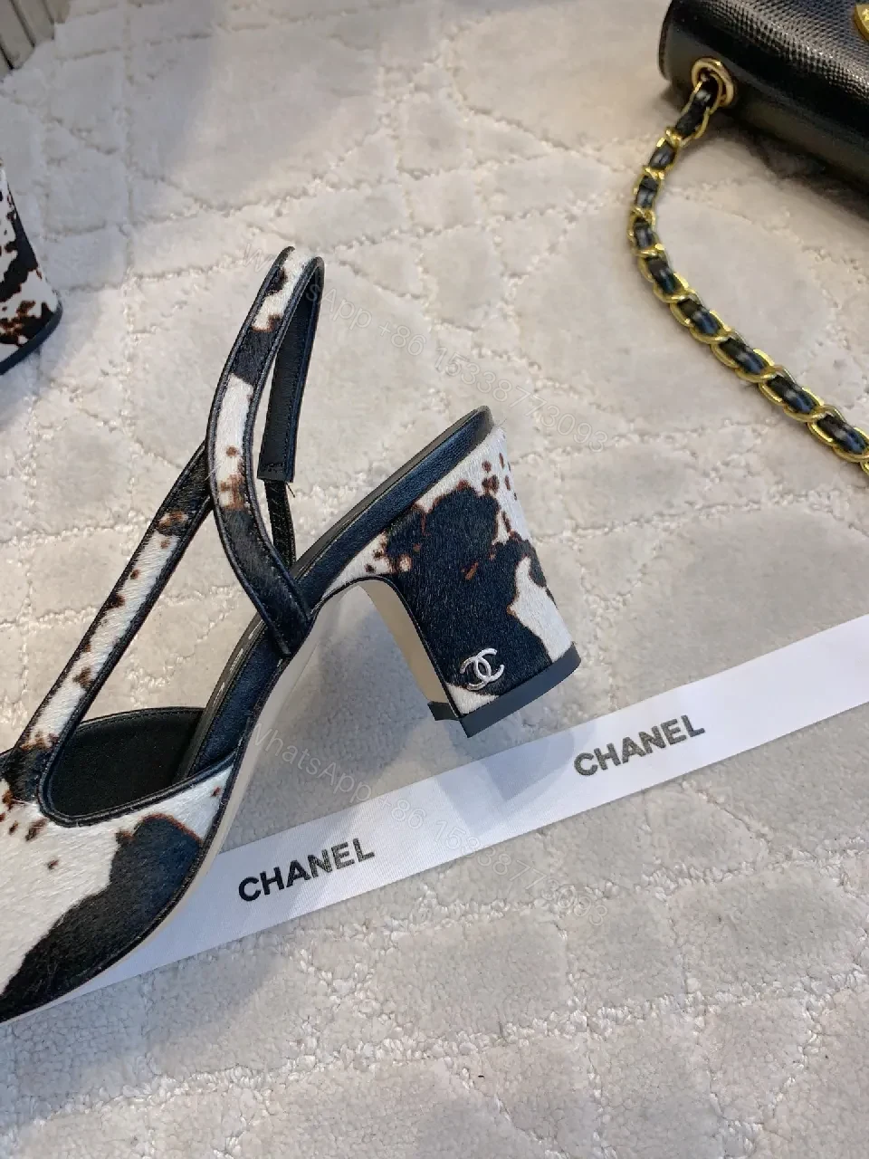 View 5 of Textured Animal Slingback Heels – Luxe, Open-Back, Block Heel