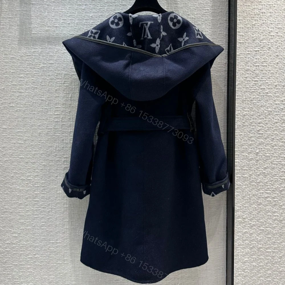 View 3 of Louis Vuitton Classic Monogram Wool Blue Coats