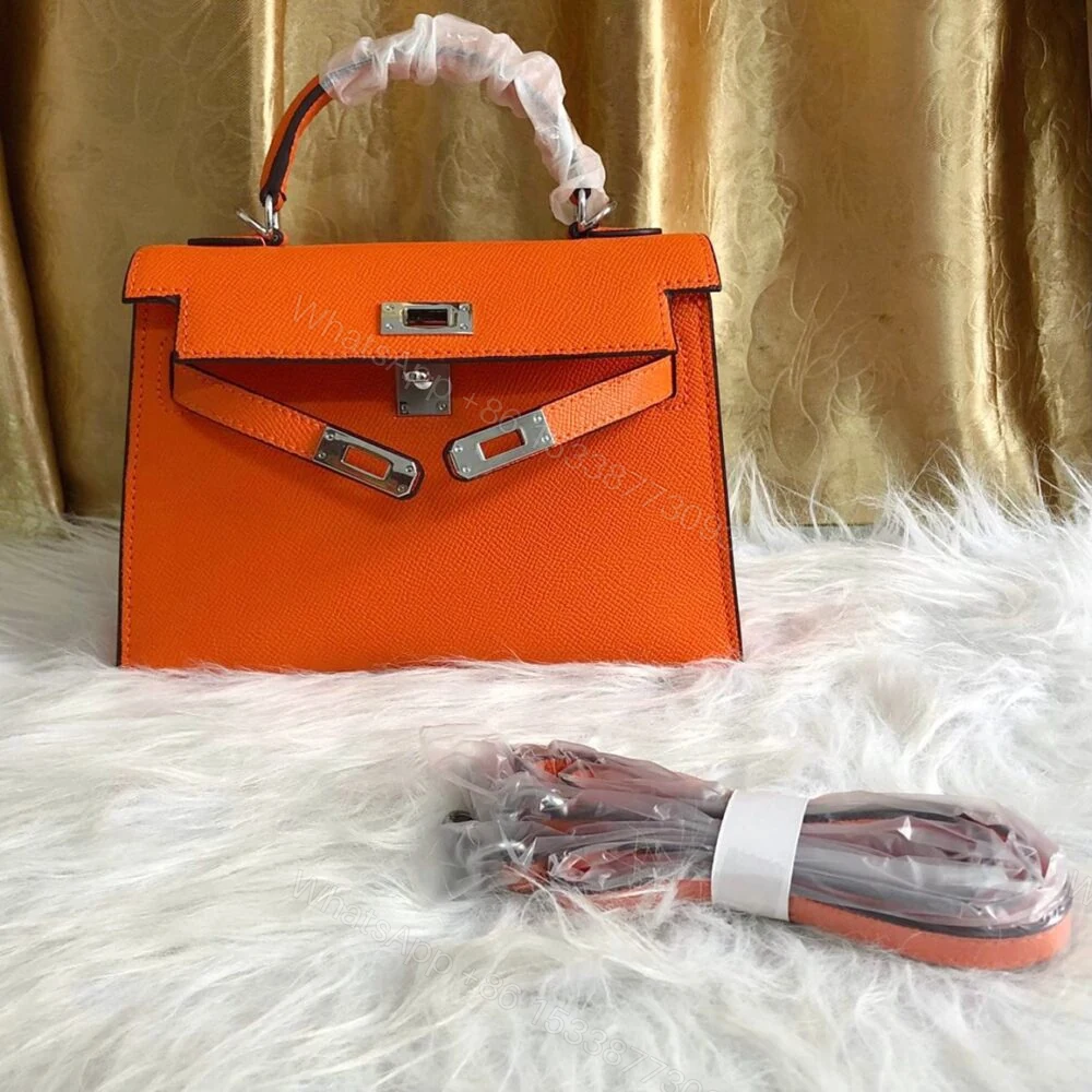 View 2 of Hermes Kelly Mini Epsom Handbag Orange 19Cm