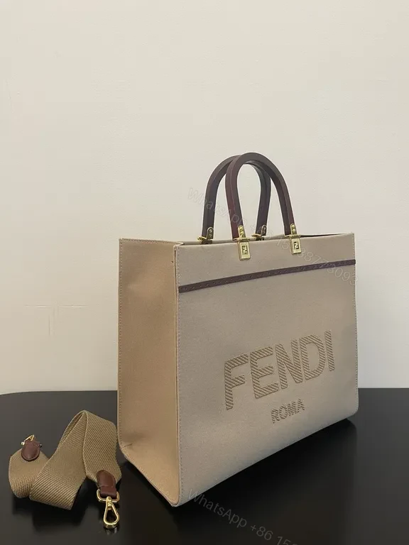 View 5 of Structured Canvas Tote by Fendi: Signature Hardware Tote
