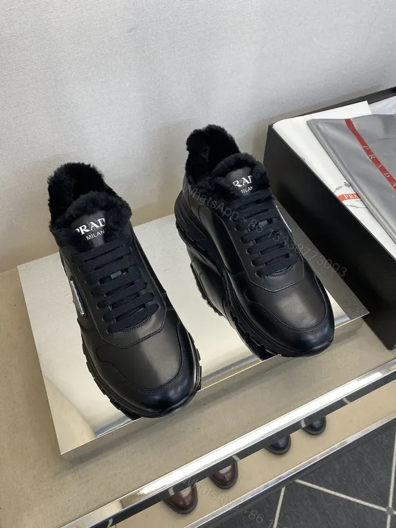 View 8 of Prada-Style Leather High-Top Sneakers: Lux Warmth