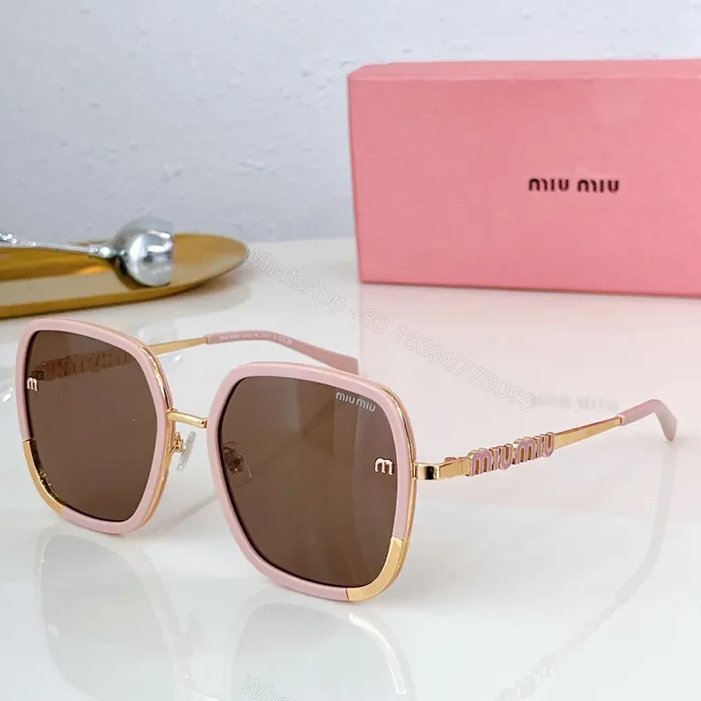 View 5 of Lux Black & Gold Rim Sunglasses with Miu Miu Hardware
